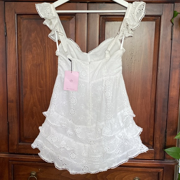 Hello Molly NWT Snow Ball Dress white eyelet  tiered ruffles zip back Size 4 - Picture 5 of 16